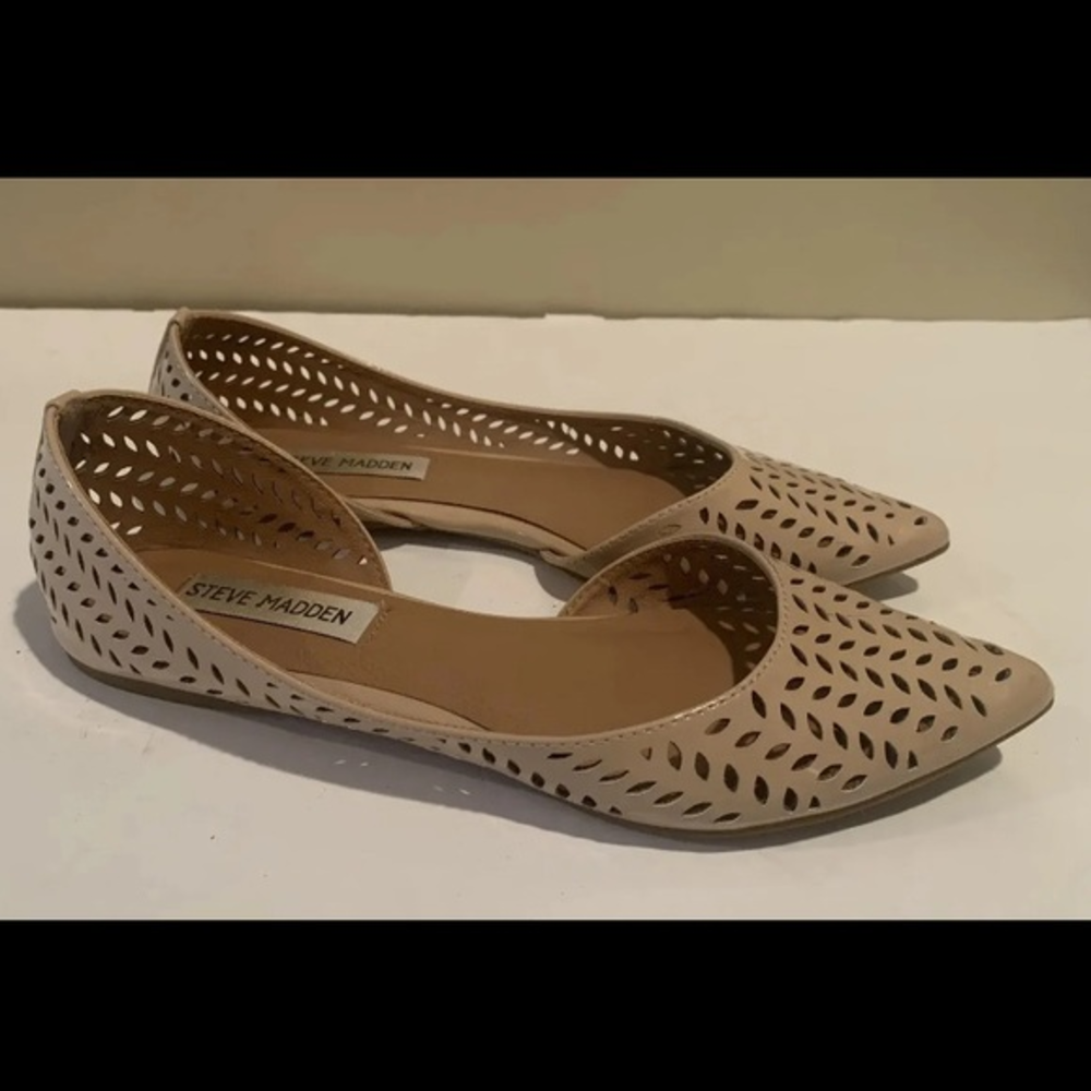 Steve Madden Shoes Womens Tan Laser Cut Out D'Orsay Flats Patent‎ Leather